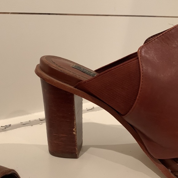 White House Black Market Brown Open Toe Heels - Picture 4 of 9